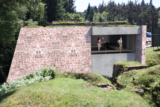 La rampe d'accès crée pas le cabinet d'architecture Burgaentzlen 